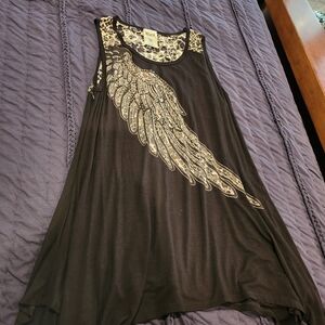 Black and Gold Winged Women's Top
